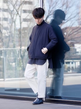 「COMOLI（コモリ）のアイテム（ジャケット/アウター）」を使った、TAMBATA NAOTOさん（メンズ・171cm）の冬コーディネート