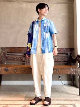 「BEAMS LIGHTS」｜「アイテム（サロペット/オーバーオール）」を使った、TAMBATA NAOTOさん（メンズ・171cm）の春コーディネート