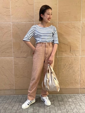 「アイテム（エコバッグ/サブバッグ）」を使った、Mao Watanabeさん（レディース・151cm）の春コーディネート