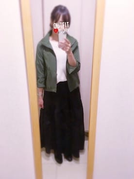 「ワッフル」｜「アイテム（マウンテンパーカー）」を使った、れをままさん（レディース・163cm）の秋コーディネート