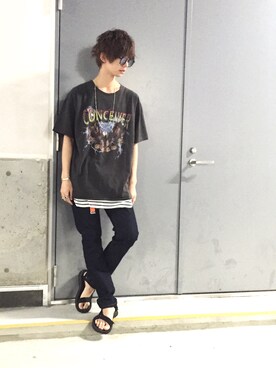 「WEGO（ウィゴー）のWEGO/スラブワッフルラウンドロングタンクトップ（タンクトップ）」を使った、千波康太郎さん（メンズ・175cm）の春コーディネート