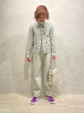 「BEAUTY&YOUTH UNITED ARROWS（ビューティーアンドユースユナイテッドアローズ）のBY∴ TRADITIONAL エコデニムワイドテーパードパンツ（デニムパンツ）」を使った、鈴木（suzuki）さん（レディース・168cm）の冬コーディネート