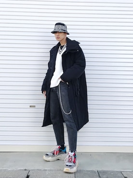 「STUSSY（ステューシー）のアイテム（帽子）」を使った、KULO さん（メンズ・180cm）の冬コーディネート