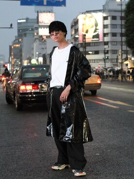 「doublet（ダブレット）のアイテム（ステンカラーコート）」を使った、KULO さん（メンズ・180cm）の夏コーディネート