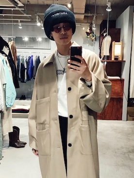 「LAD MUSICIAN（ラッドミュージシャン）のアイテム（帽子）」を使った、KULO さん（メンズ・180cm）の冬コーディネート