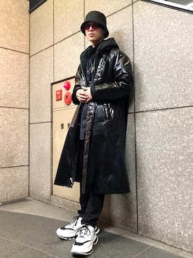 「doublet（ダブレット）のアイテム（ステンカラーコート）」を使った、KULO さん（メンズ・180cm）の冬コーディネート
