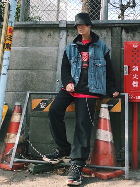 「LAD MUSICIAN（ラッドミュージシャン）のアイテム（帽子）」を使った、KULO さん（メンズ・180cm）の冬コーディネート