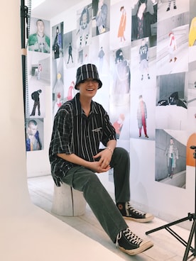 「DISCOVERED（ディスカバード）のアイテム（帽子）」を使った、KULO さん（メンズ・180cm）の春コーディネート