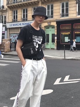 「PRADA（プラダ）のアイテム（帽子）」を使った、KULO さん（メンズ・180cm）の夏コーディネート