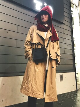 「RYO TAKASHIMA（リョウタカシマ）のアイテム（トレンチコート）」を使った、KULO さん（メンズ・180cm）の秋コーディネート