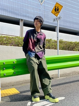 「PUBLUX（パブリュクス）のアイテム（パンツ）」を使った、KULO さん（メンズ・180cm）の春コーディネート