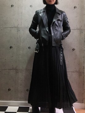 「ブラックブラック」｜mikoさん（レディース・158cm）の秋コーディネート