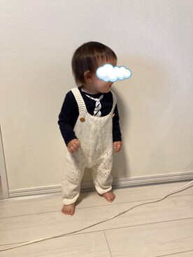 「Handmade（ハンドメイド）のアイテム（サロペット/オーバーオール）」を使った、chiyori421さん（キッズ・70cm）の春コーディネート