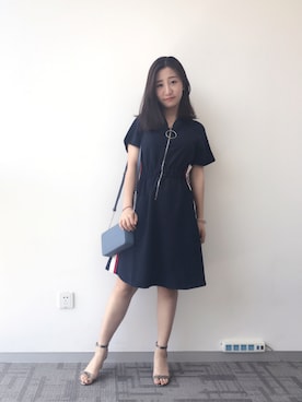 「Mo&Co.（モーアンドコー）のアイテム（ワンピース/ドレス）」を使った、鹿公园さん（レディース・162cm）の夏コーディネート