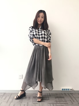 「Selected   （-）のアイテム」を使った、鹿公园さん（レディース・162cm）の夏コーディネート