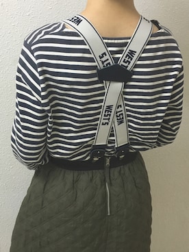 「アイテム（サスペンダー）」を使った、ミクさん（レディース・164cm）の秋コーディネート