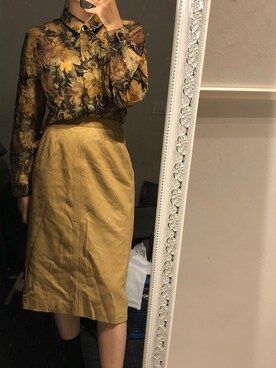 「wechat:WhoseRosebudのアイテム（シャツ/ブラウス、ゴールド系）」を使った、WhoseRosebudさん（レディース・158cm）の秋コーディネート