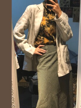 「VINTAGE（ヴィンテージ）のアイテム（シャツ/ブラウス、ゴールド系）」を使った、WhoseRosebudさん（レディース・158cm）の秋コーディネート