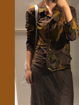 「VINTAGE（ヴィンテージ）のアイテム（シャツ/ブラウス、ブラウン系）」を使った、WhoseRosebudさん（レディース・158cm）の秋コーディネート