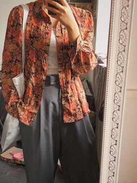 「VINTAGE（ヴィンテージ）のアイテム（スラックス、グレー系）」を使った、WhoseRosebudさん（レディース・158cm）の秋コーディネート