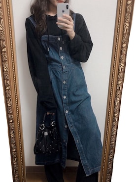 「RETRO GIRL（レトロガール）のアイテム（ジャンパースカート）」を使った、杏子anzuさん（レディース・160cm）の秋コーディネート