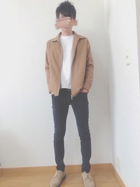 「モカ」｜「アイテム（その他アウター）」を使った、shimaさん（メンズ・180cm）の春コーディネート