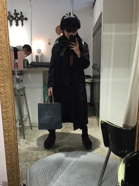 「M.Y.O.B（エム.ワイ.オー.ビー）のアイテム（アクセサリー）」を使った、Ｒさん（レディース・156cm）の冬コーディネート