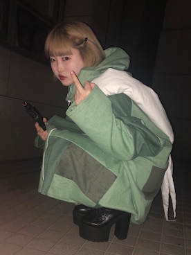 「Handmade（ハンドメイド）のアイテム（ジャケット/アウター）」を使った、Ｒさん（レディース・155cm）の春コーディネート