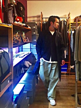 「bukht」｜「アイテム（チェスターコート）」を使った、KEISUKE さん（メンズ・174cm）の夏コーディネート