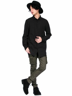 「８(eight)（エイト）のレザー ブレスレット 革 皮 バングル（バングル/リストバンド）」を使った、8(eight)さん（メンズ・175cm）の冬コーディネート