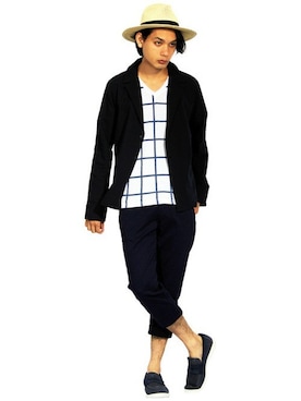 「８(eight)（エイト）のレザー ブレスレット 革 皮 バングル（バングル/リストバンド）」を使った、8(eight)さん（メンズ・175cm）の春コーディネート