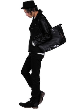 「ハットコーデ」｜「アイテム（ライダースジャケット）」を使った、8(eight)さん（メンズ・175cm）の秋コーディネート