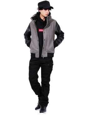 「８(eight)（エイト）のアイテム（キャップ）」を使った、8(eight)さん（メンズ・175cm）の冬コーディネート