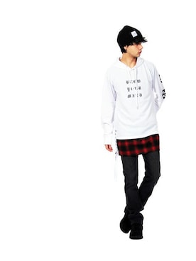 「ロング丈パーカー」｜8(eight)さん（メンズ・175cm）の冬コーディネート