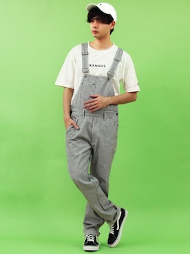 「つなぎ」｜「アイテム（サロペット/オーバーオール）」を使った、8(eight)さん（メンズ・175cm）の春コーディネート