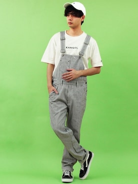 「８(eight)（エイト）のアイテム（サロペット/オーバーオール）」を使った、8(eight)さん（メンズ・175cm）の春コーディネート