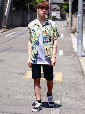 「アロハシャツ」｜8(eight)さん（メンズ・180cm）の夏コーディネート