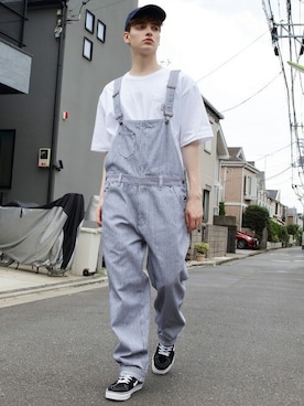 「８(eight)（エイト）のアイテム（サロペット/オーバーオール）」を使った、8(eight)さん（メンズ・180cm）の秋コーディネート