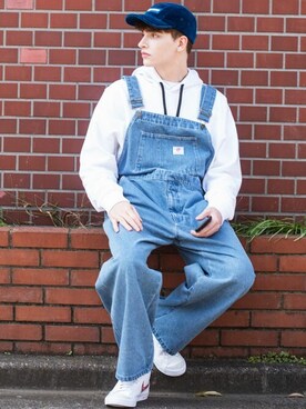 「８(eight)（エイト）のアイテム（サロペット/オーバーオール）」を使った、8(eight)さん（メンズ・180cm）の冬コーディネート