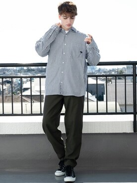 「ビッグシャツ」｜8(eight)さん（メンズ・180cm）の夏コーディネート