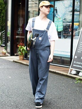「８(eight)（エイト）のアイテム（サロペット/オーバーオール）」を使った、8(eight)さん（メンズ・180cm）の夏コーディネート