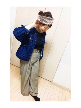 「earth music&ecology（アースミュージックアンドエコロジー）のアイテム（デニムジャケット）」を使った、maay0uさん（レディース・154cm）の秋コーディネート