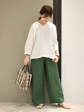 「Lilas Campbell（リラキャンベル）の【別注】 Lilas Campbell×DOORS　2WAYバッグ（ハンドバッグ）」を使った、anzuさん（レディース・158cm）の春コーディネート