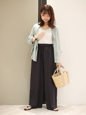 「URBAN RESEARCH DOORS（アーバンリサーチドアーズ）のコットンローンシャツ（シャツ/ブラウス）」を使った、anzuさん（レディース・158cm）の夏コーディネート