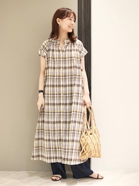 ワンピース ドレス ブラウン 茶色系 チェック柄 コーディネート Zozotown