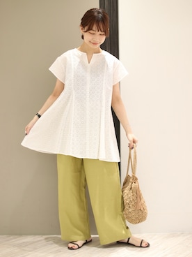 「RODE SKO（ロデスコ）のMARIA タッセルペーパーショルダー（ショルダーバッグ）」を使った、anzuさん（レディース・158cm）の夏コーディネート