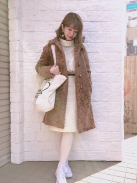 「ファーコート」｜「アイテム（チェスターコート）」を使った、natsumiさん（レディース・150cm）の冬コーディネート