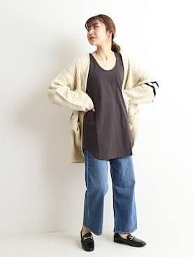 「SLOBE IENA（スローブイエナ）のアイテム（ローファー）」を使った、Yuriさん（レディース・159cm）の秋コーディネート