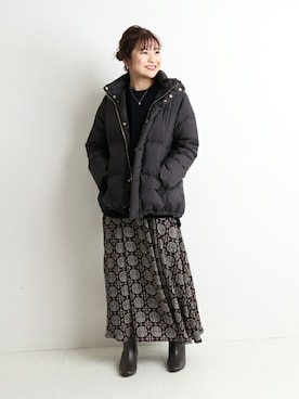 「スローブイエナ」｜「アイテム（ダウンジャケット/コート）」を使った、Yuriさん（レディース・159cm）の冬コーディネート