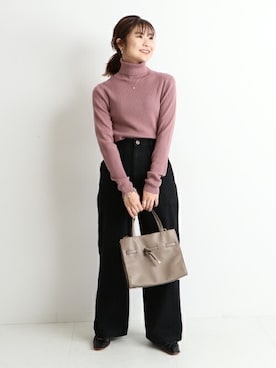 「SLOBE IENA（スローブイエナ）の2*2リブタートルネックニット◆（ニット/セーター）」を使った、Yuriさん（レディース・159cm）の冬コーディネート